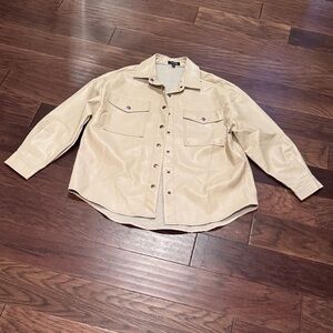 Women’s Tan Faux Leather Shirt/Shacket